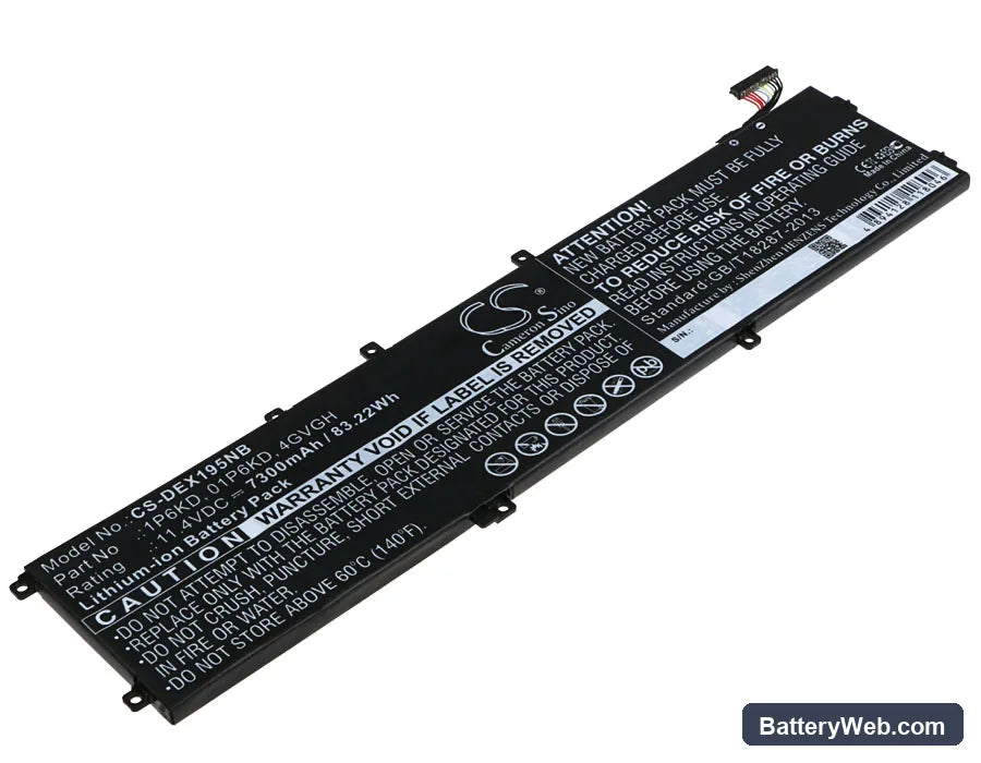Dell XPS 15 9550 Replacement Battery, 11.4V, 7300mAh, Li-ion 1