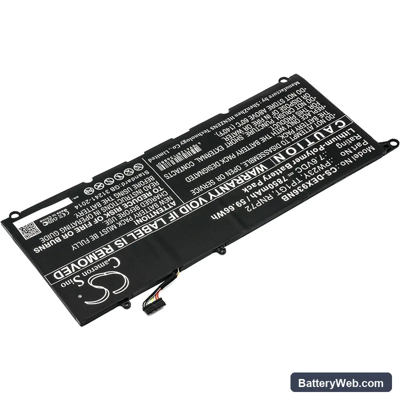 Dell XPS 13 9360 Replacement Battery, 7.6V, 7850mAh, Li-Polymer 2