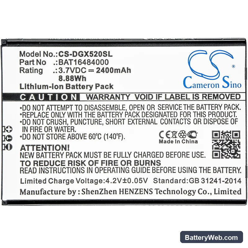 Doogee X5 Max Pro Replacement Battery, 3.7V, 2400mAh, Li-ion 3