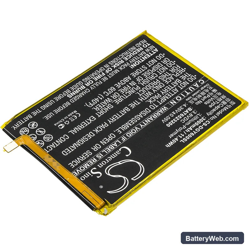 Doogee Y6 Replacement Battery, 3.8V, 3000mAh, Li-Polymer 2