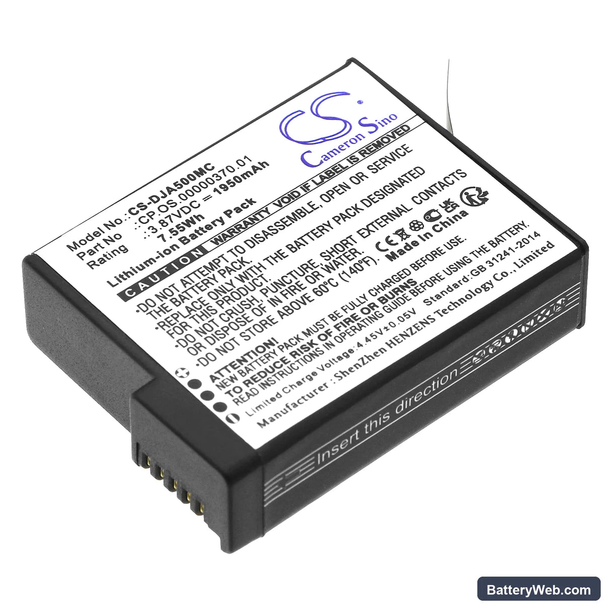 DJI Osmo 360 Replacement Battery, 3.87V, 1950mAh, Li-ion 1