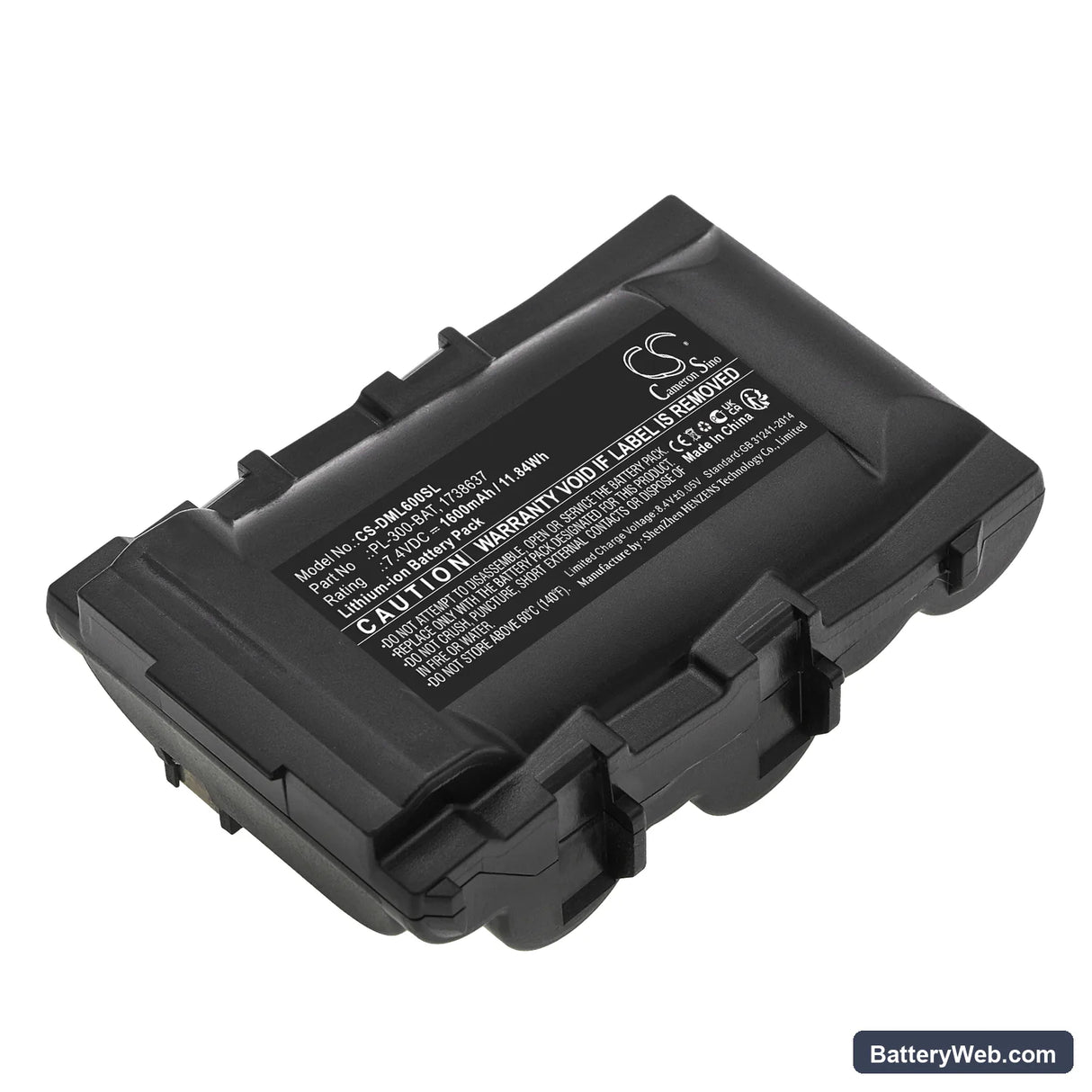 DYMO Rhino 6000 Replacement Battery, 7.4V, 1600mAh, Li-ion 1