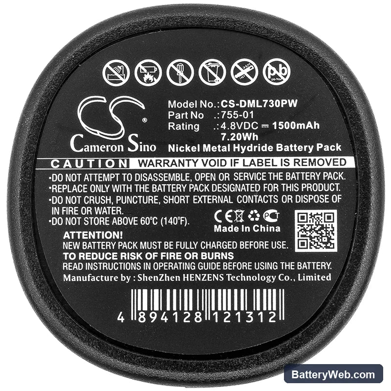Dreme 7300-N/8 Replacement Battery, 4.8V, 1500mAh, Ni-MH 4