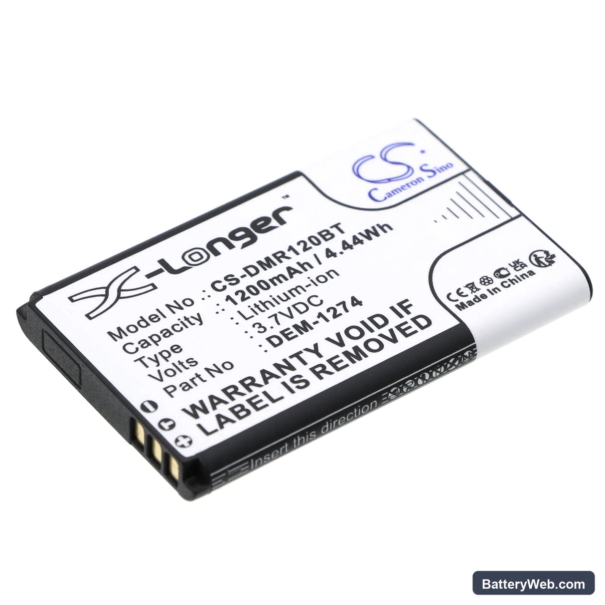 DEM K32RF Replacement Battery, 3.7V, 1200mAh, Li-ion 1