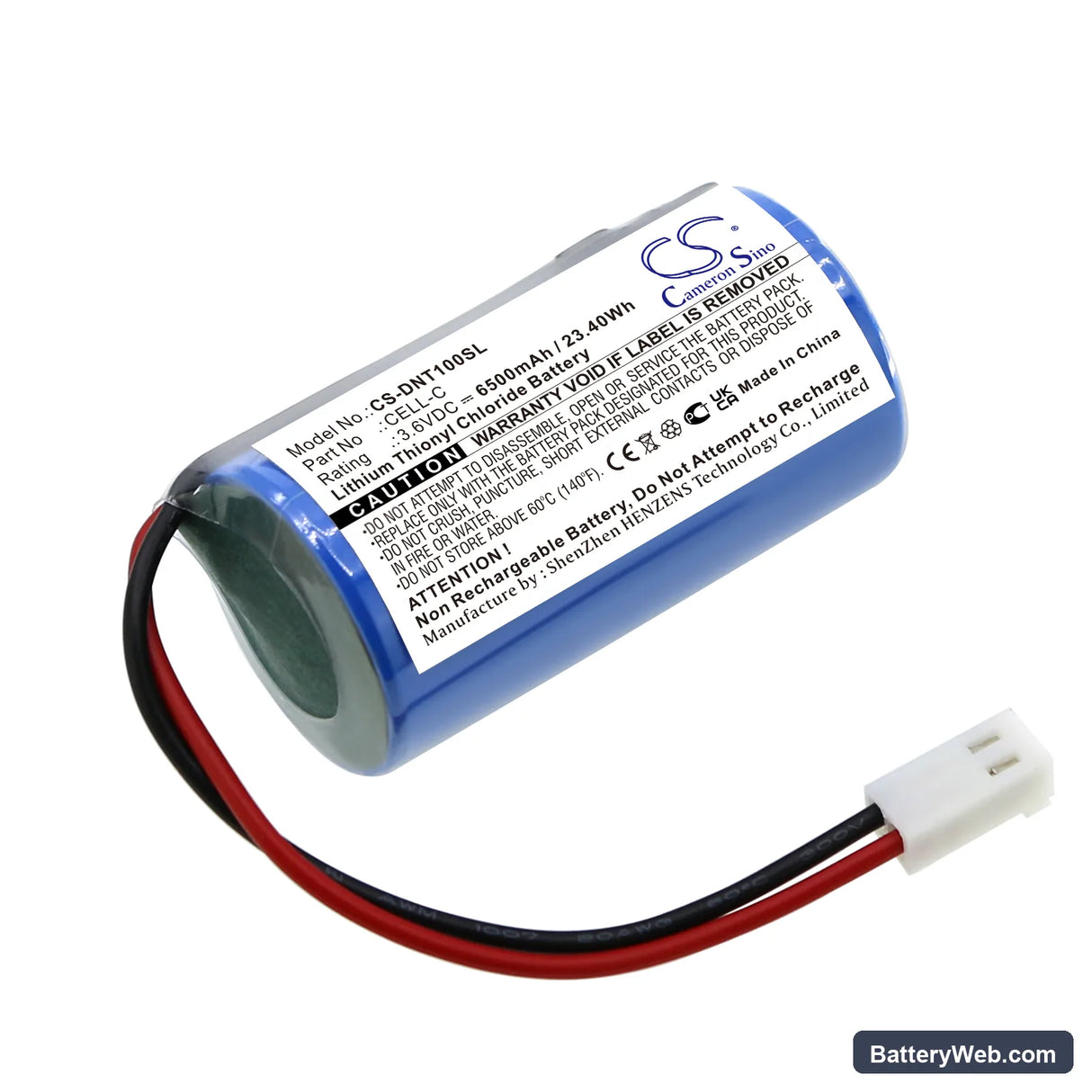 Dent Instruments Replacement Battery, 3.6V, 6500mAh, Li-SOCl2 1