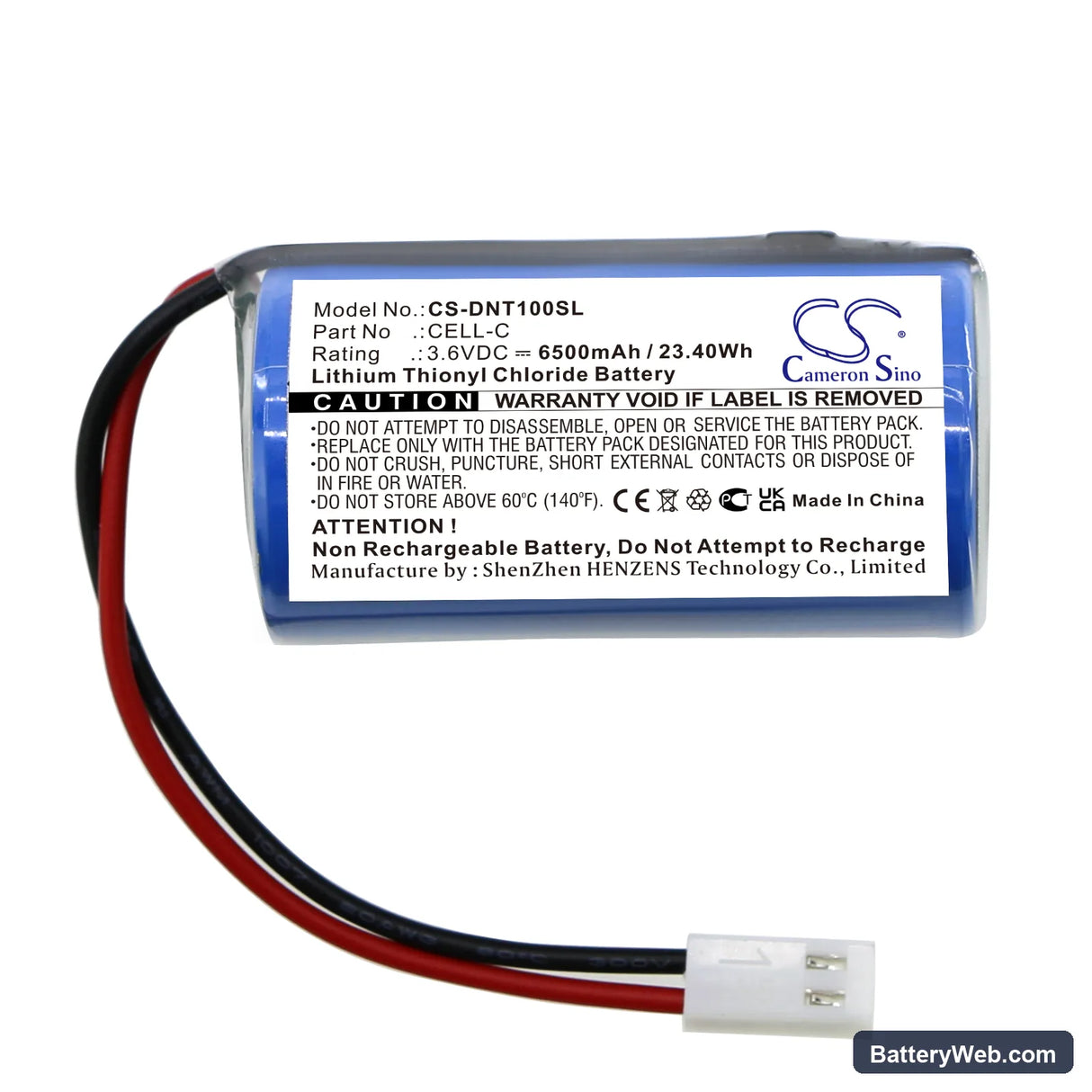 Dent Instruments Replacement Battery, 3.6V, 6500mAh, Li-SOCl2 3