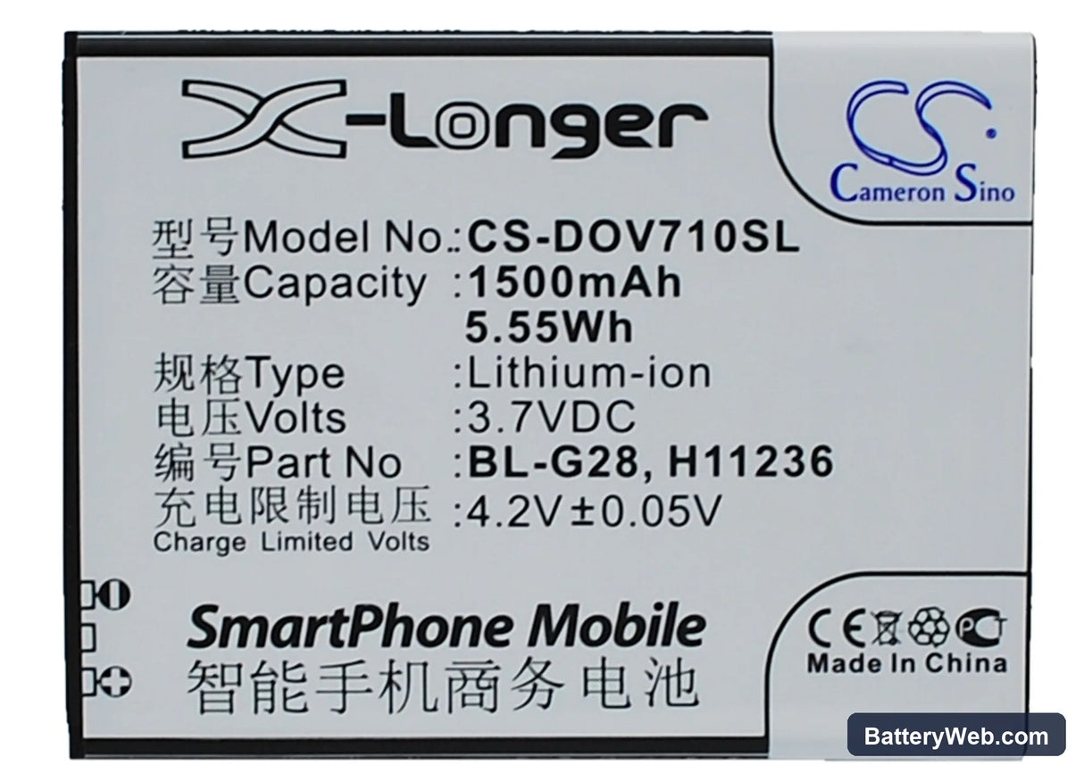 DOOV D710 Replacement Battery, 3.7V, 1500mAh, Li-ion 5