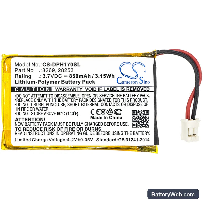 Marmitek DoorPhone 170 Replacement Battery, 3.7V, 850mAh, Li-Polymer 3