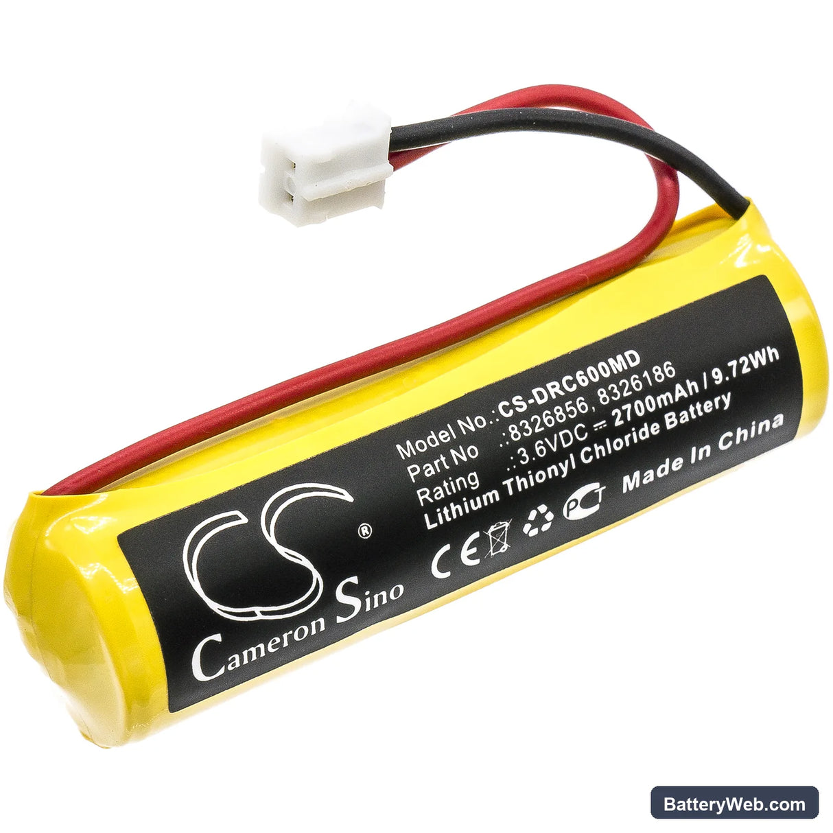 Drager PAC 6000 Replacement Battery, 3.6V, 2700mAh, Li-SOCl2 1
