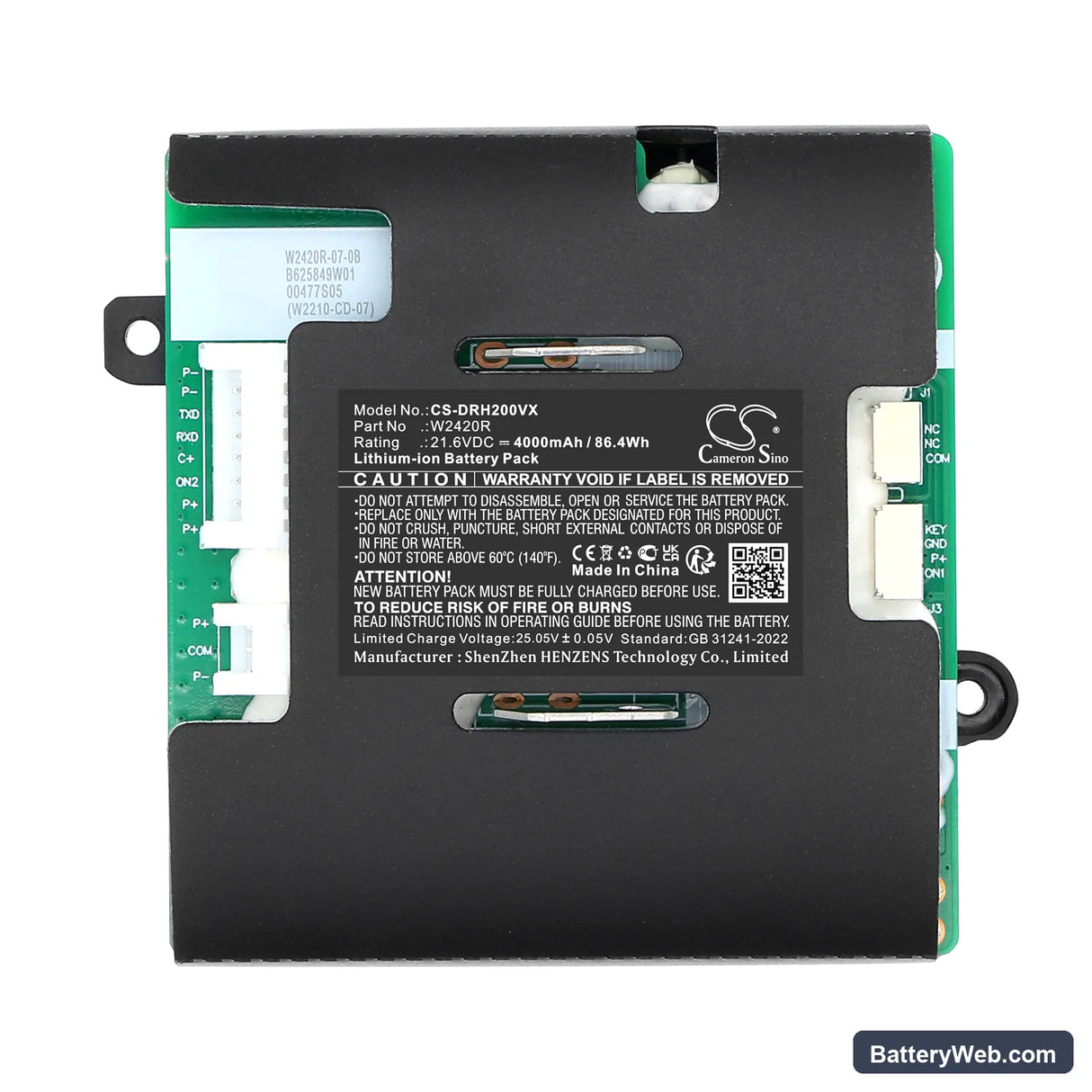 Dreame H20 Replacement Battery, 21.6V, 4000mAh, Li-ion 5