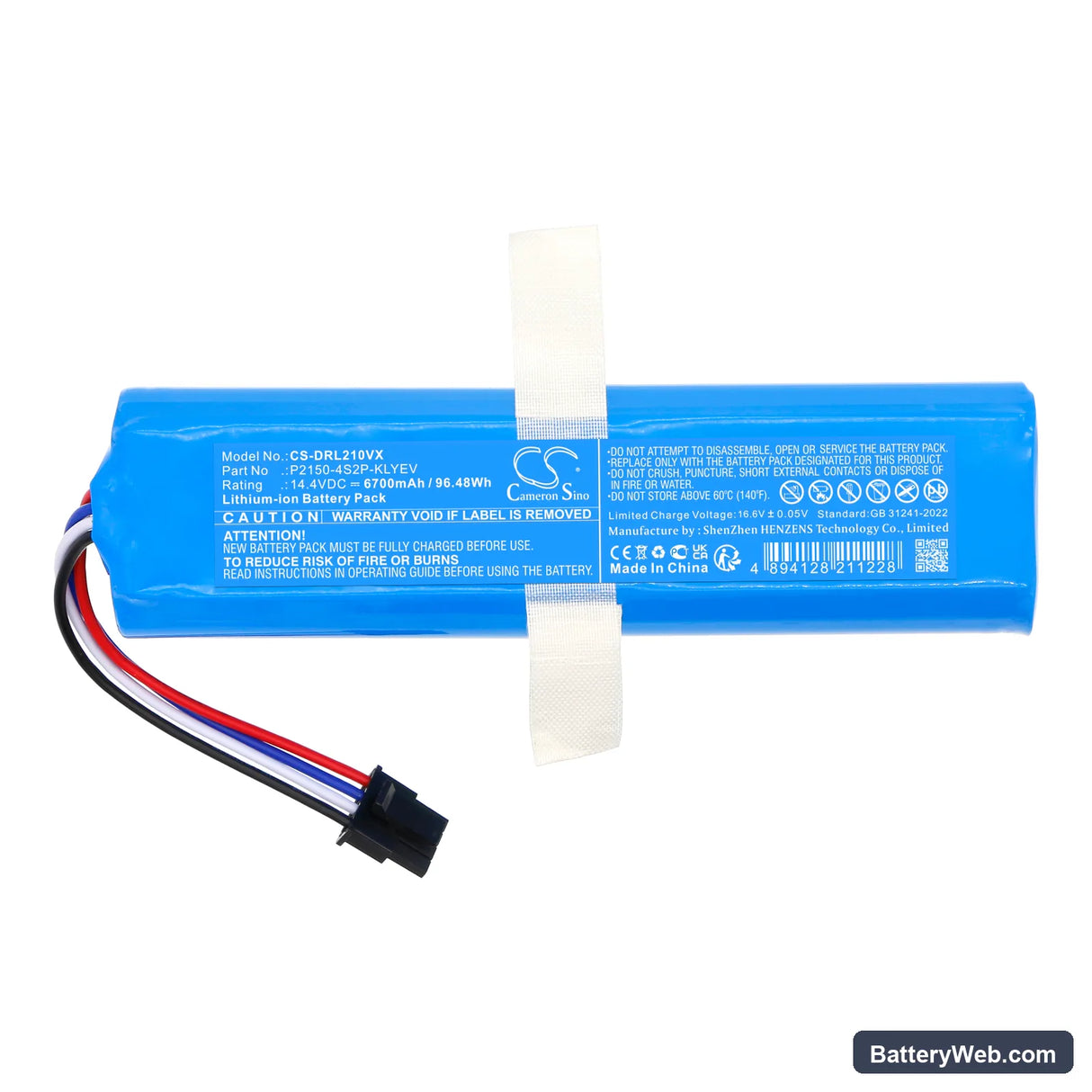 Dreame Bot L10s Ultra Gen2 Replacement Battery, 14.4V, 6700mAh, Li-ion 3