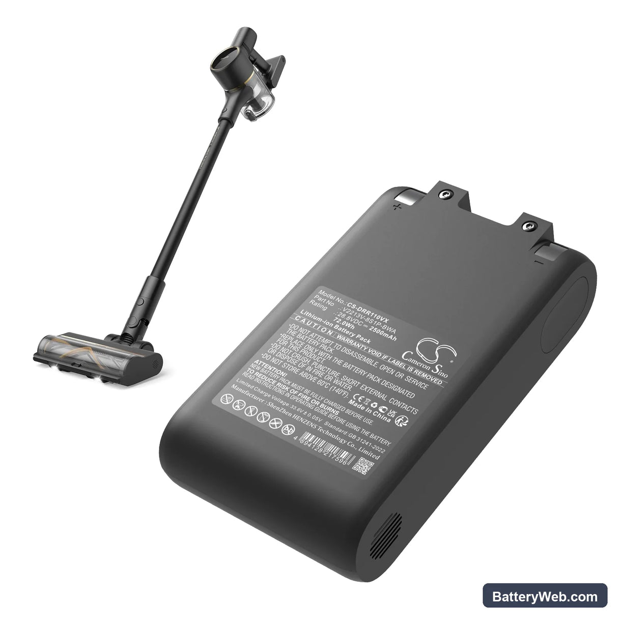 Dreame R10 Pro Replacement Battery, 28.8V, 2500mAh, Li-ion 6