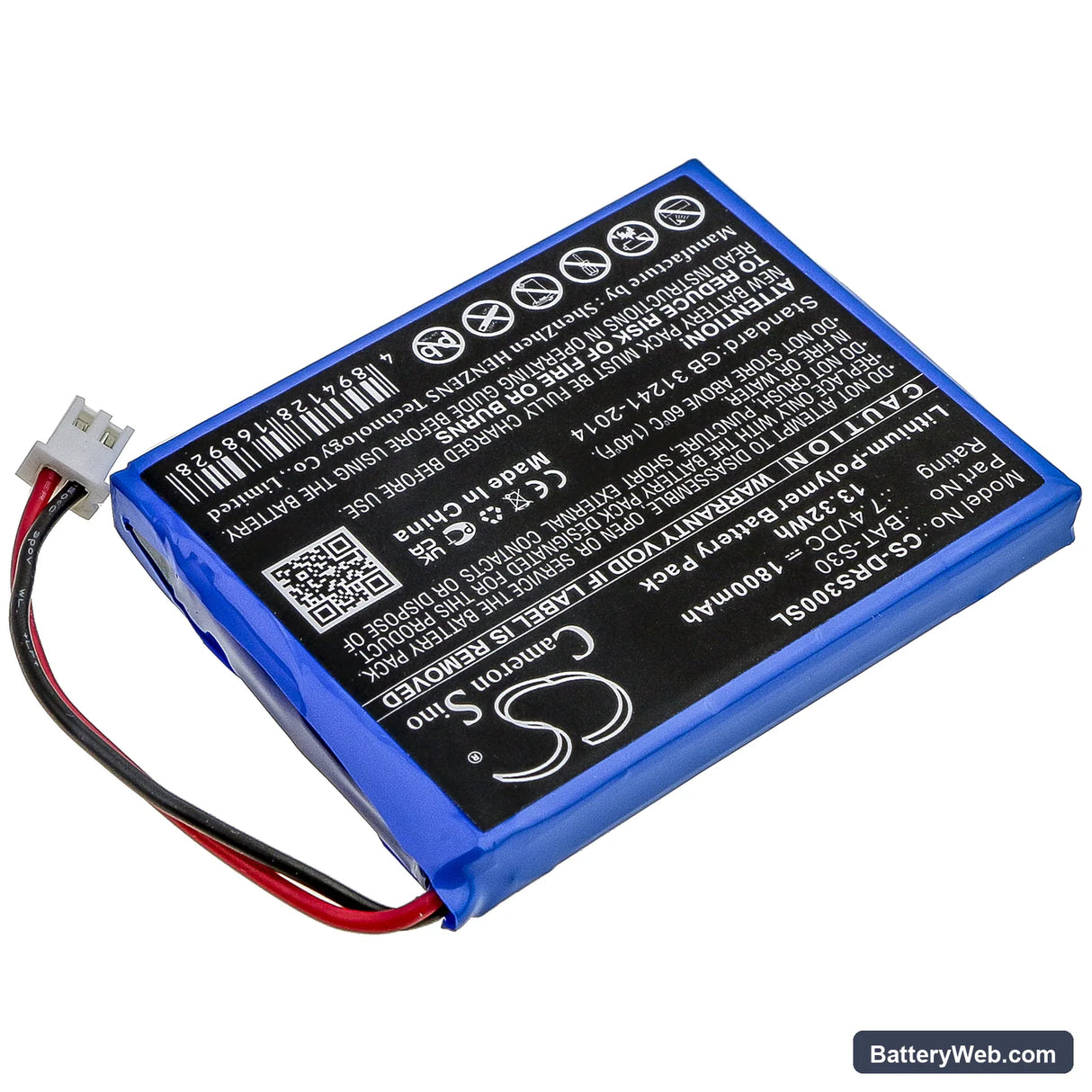Deviser S30 Replacement Battery, 7.4V, 1800mAh, Li-Polymer 2
