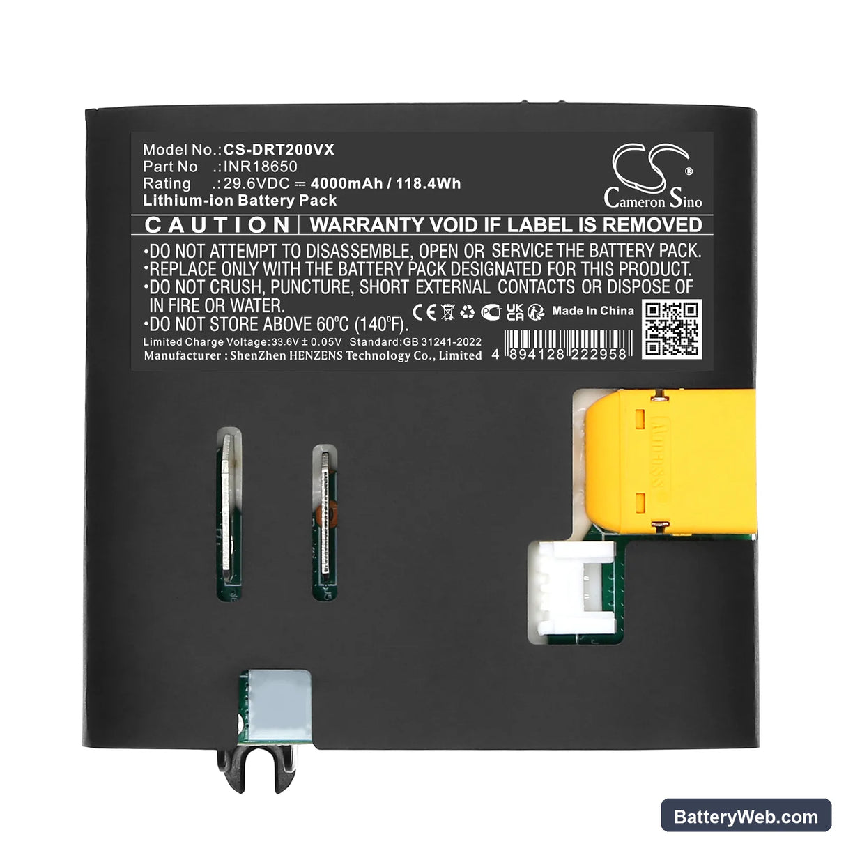 Dreame Mova T20 Replacement Battery, 29.6V, 4000mAh, Li-ion 5