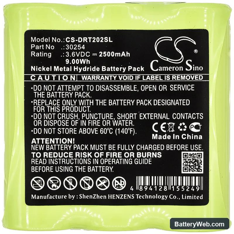 Teletronik TSM2002 Replacement Battery, 3.6V, 2500mAh, Ni-MH 3