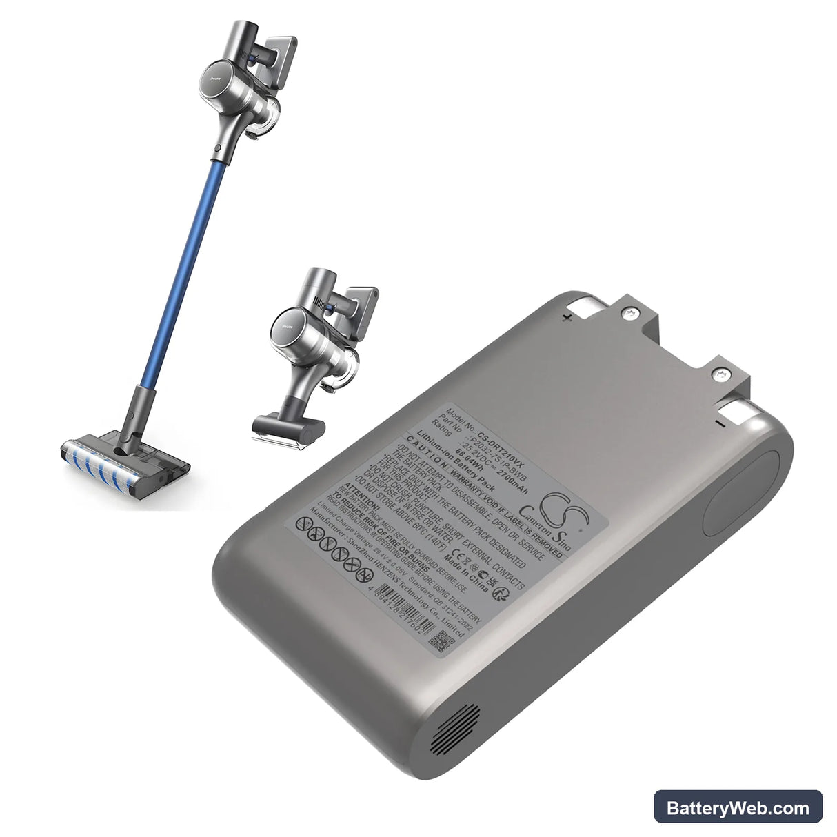 Dreame T20 Pro Replacement Battery, 25.2V, 2700mAh, Li-ion 6