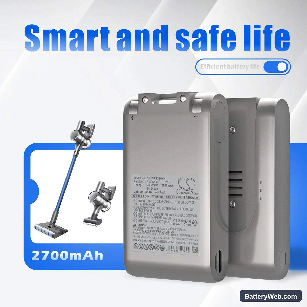 Dreame T20 Pro Replacement Battery, 25.2V, 2700mAh, Li-ion 7