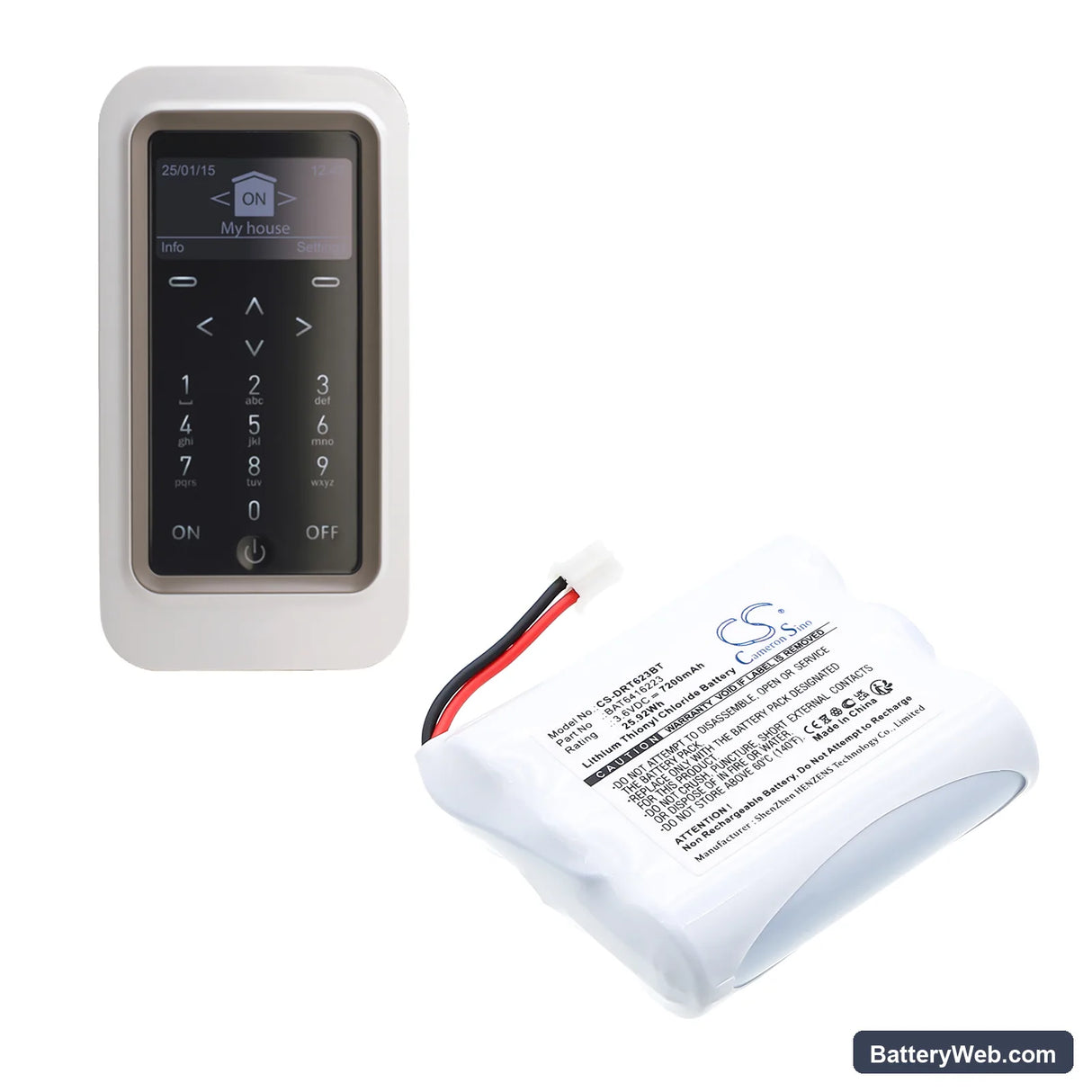 Delta Dore BP CLT 8000 Tyxal+ Replacement Battery, 3.6V, 7200mAh, Li-SOCl2 6