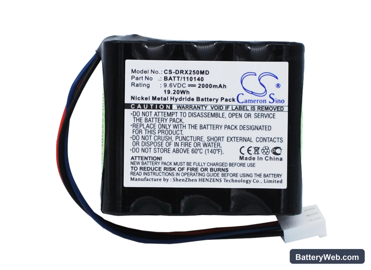 Drager Oxipac 2500 Replacement Battery, 9.6V, 2000mAh, Ni-MH 5