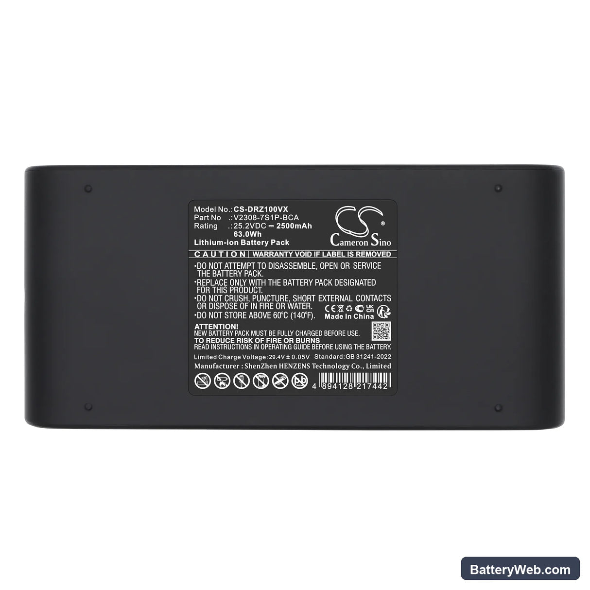 Dreame Z10 Replacement Battery, 25.2V, 2500mAh, Li-ion 5
