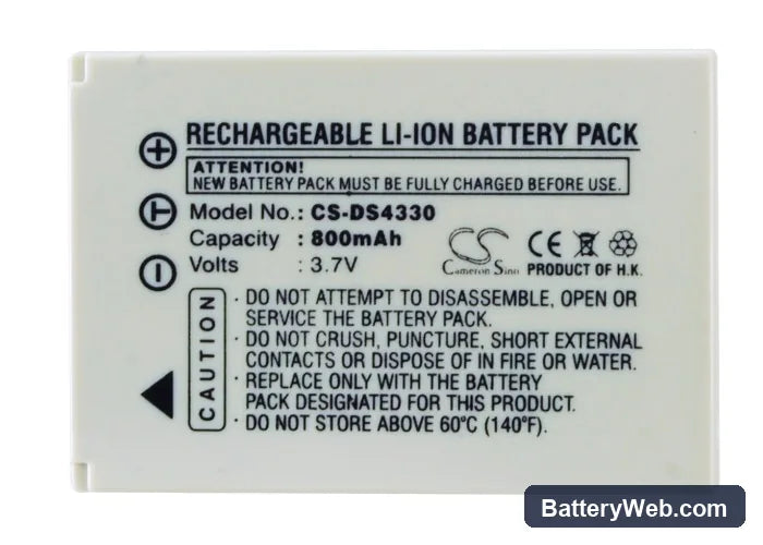 BenQ E-40 Replacement Battery, 3.7V, 800mAh, Li-ion 5