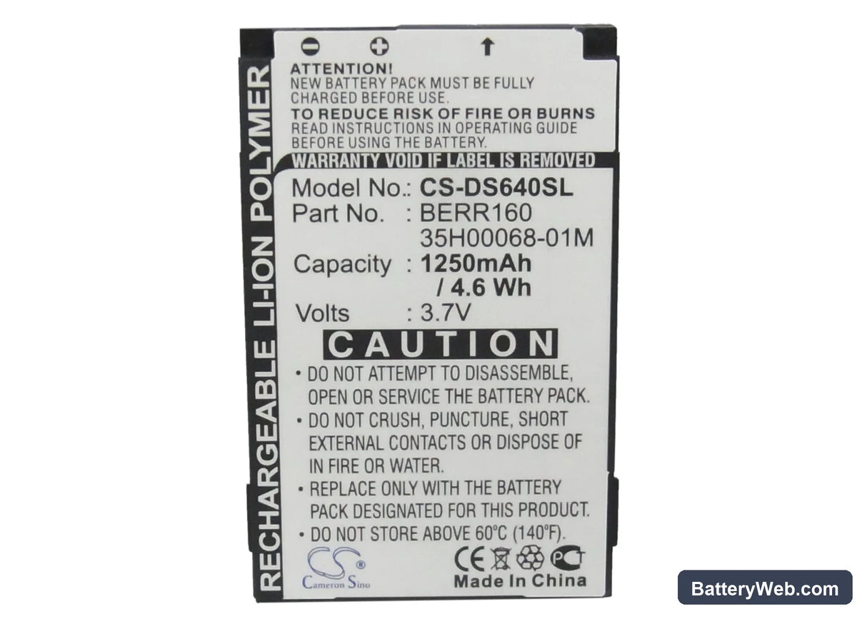 HTC Iris Replacement Battery, 3.7V, 1250mAh, Li-Polymer 5