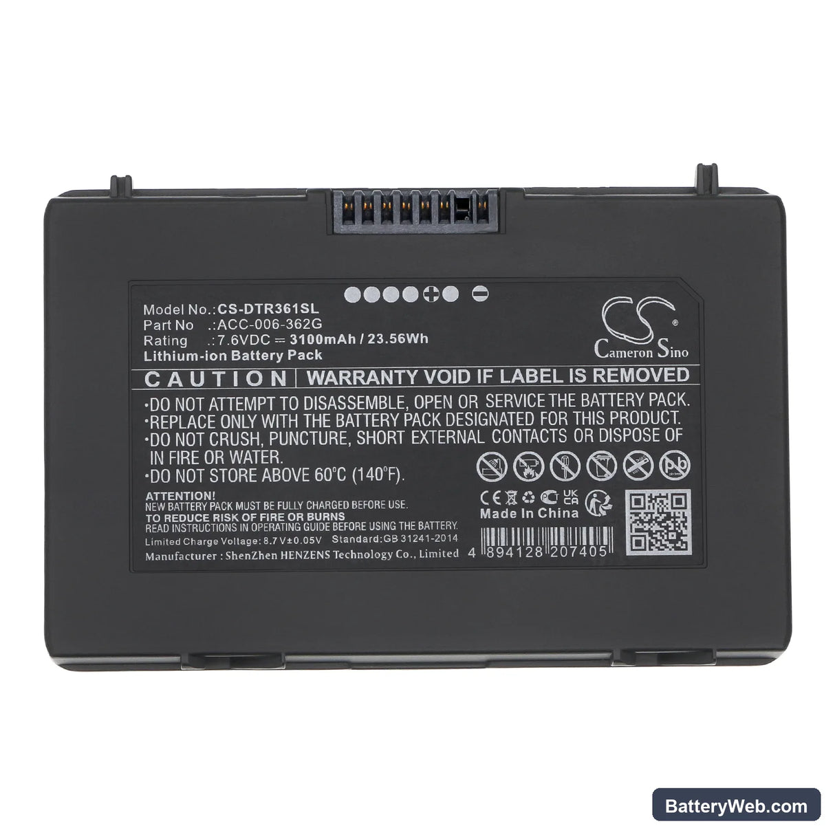 DT Research DT361AM Replacement Battery, 7.6V, 3100mAh, Li-ion 5