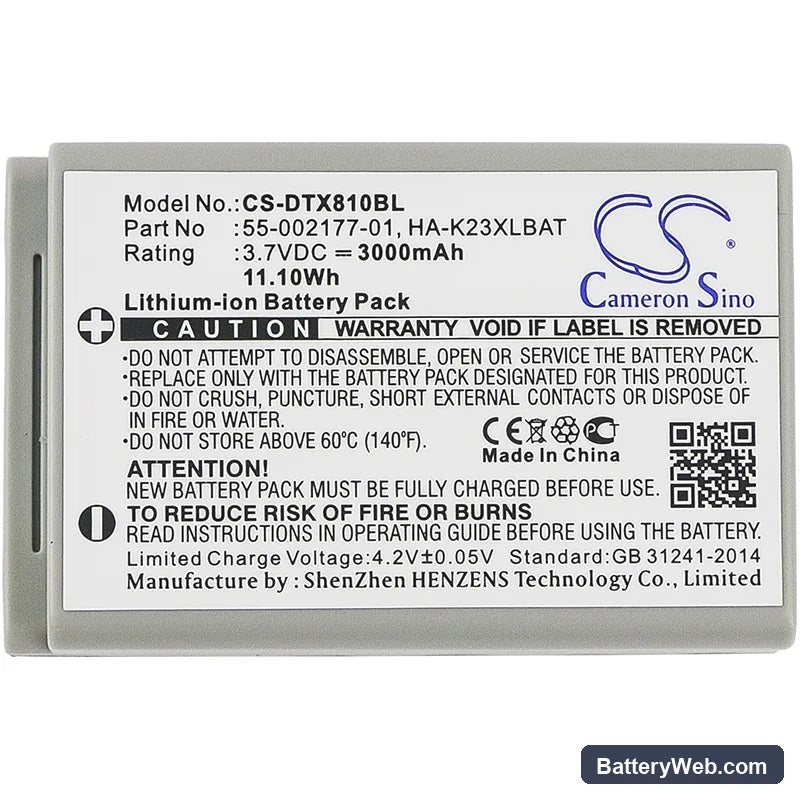 Casio DT-X8 Replacement Battery, 3.7V, 3000mAh, Li-ion 3