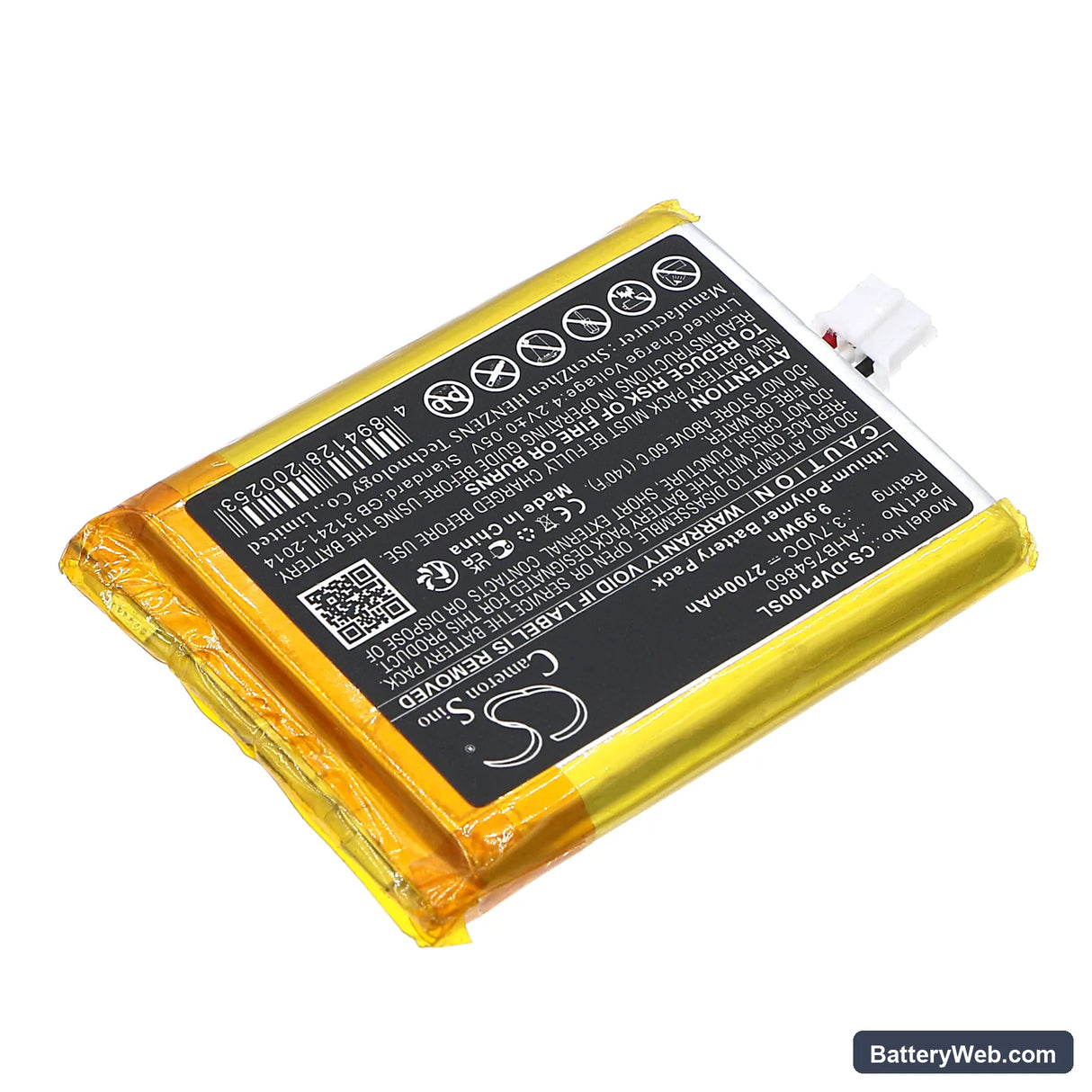Divoom Ditoo Pro Replacement Battery, 3.7V, 2700mAh, Li-Polymer 2