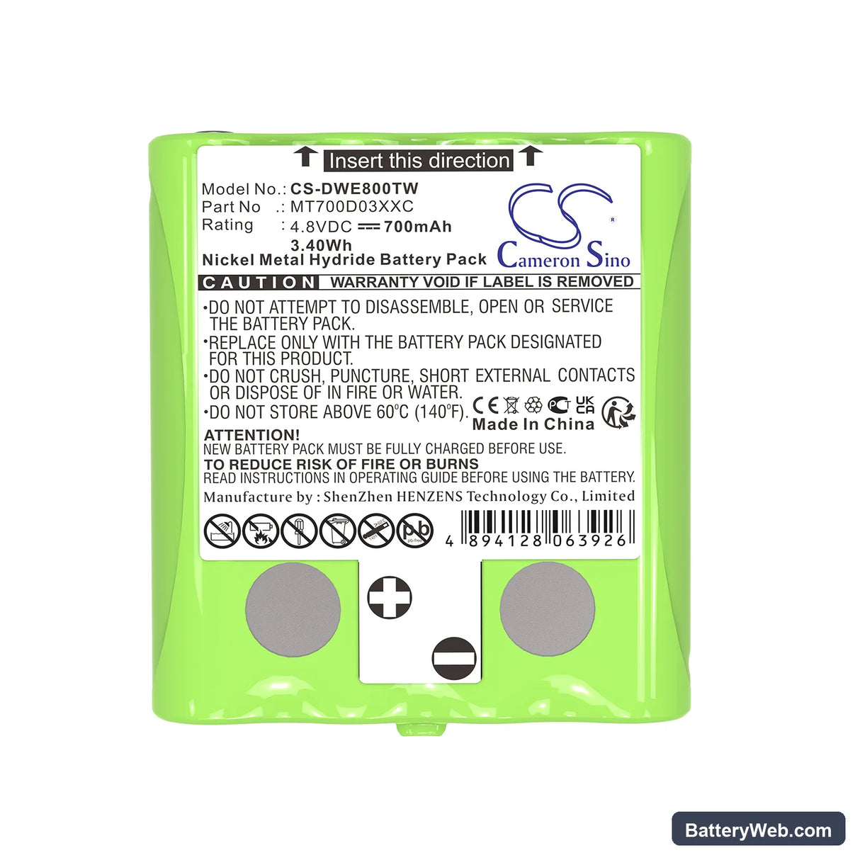 Simvalley PX-1755 Replacement Battery, 4.8V, 700mAh, Ni-MH 5