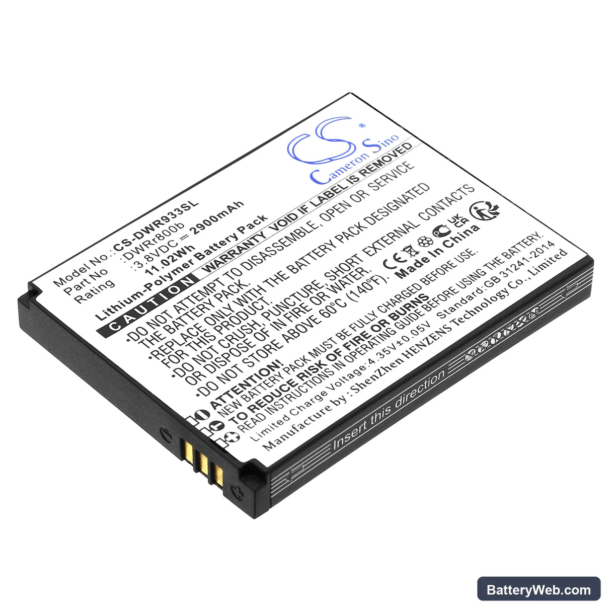 D-Link DWR-933 B1 Replacement Battery, 3.8V, 2900mAh, Li-Polymer 1