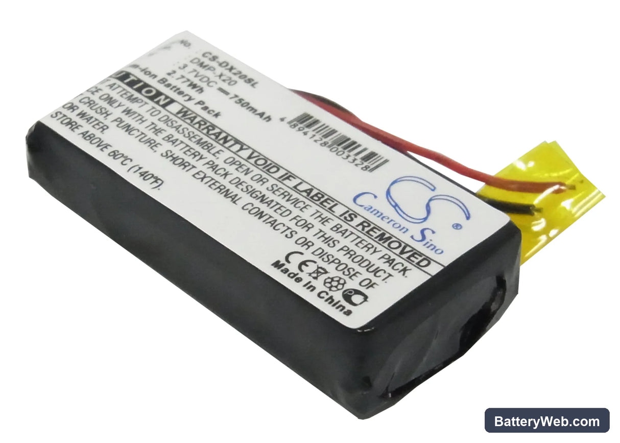 Gateway DMP-X20 MP3 player Replacement Battery, 3.7V, 750mAh, Li-ion 1
