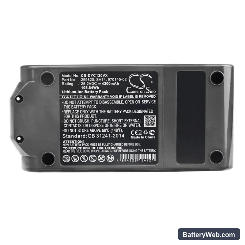 Dyson V11 Replacement Battery, 25.2V, 4200mAh, Li-ion 5