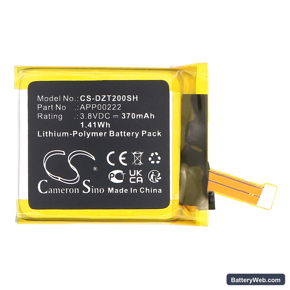 Fossil Q Explorist Gen3 Armani ART5004 Replacement Battery, 3.8V, 370mAh, Li-Polymer 3