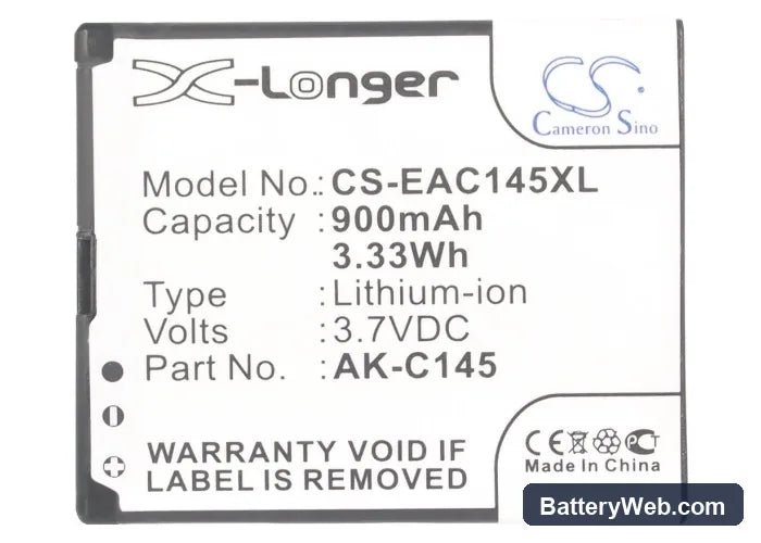 Emporia Telme C145 Replacement Battery, 3.7V, 900mAh, Li-ion 5