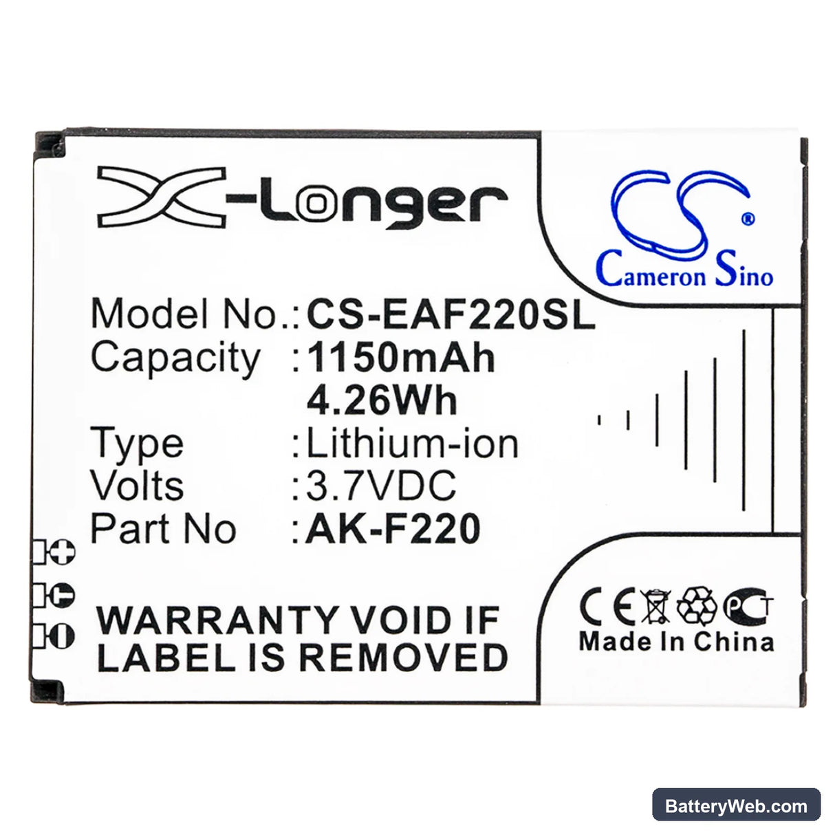 Tiptel Ergophone 6060 Replacement Battery, 3.7V, 1150mAh, Li-ion 3