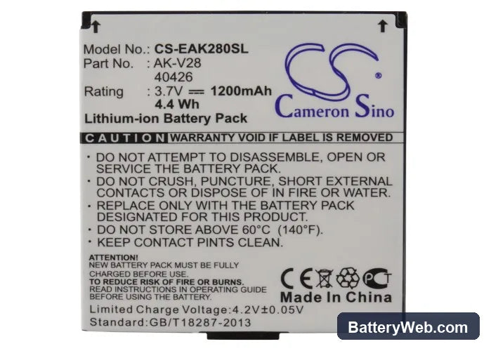 Emporia AK-V28 Replacement Battery, 3.7V, 1200mAh, Li-ion 5