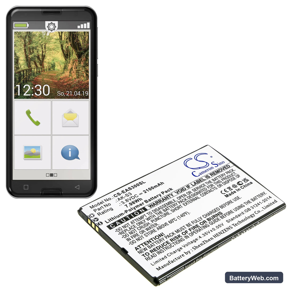 Emporia Smart 3 Replacement Battery, 3.8V, 2100mAh, Li-Polymer 4