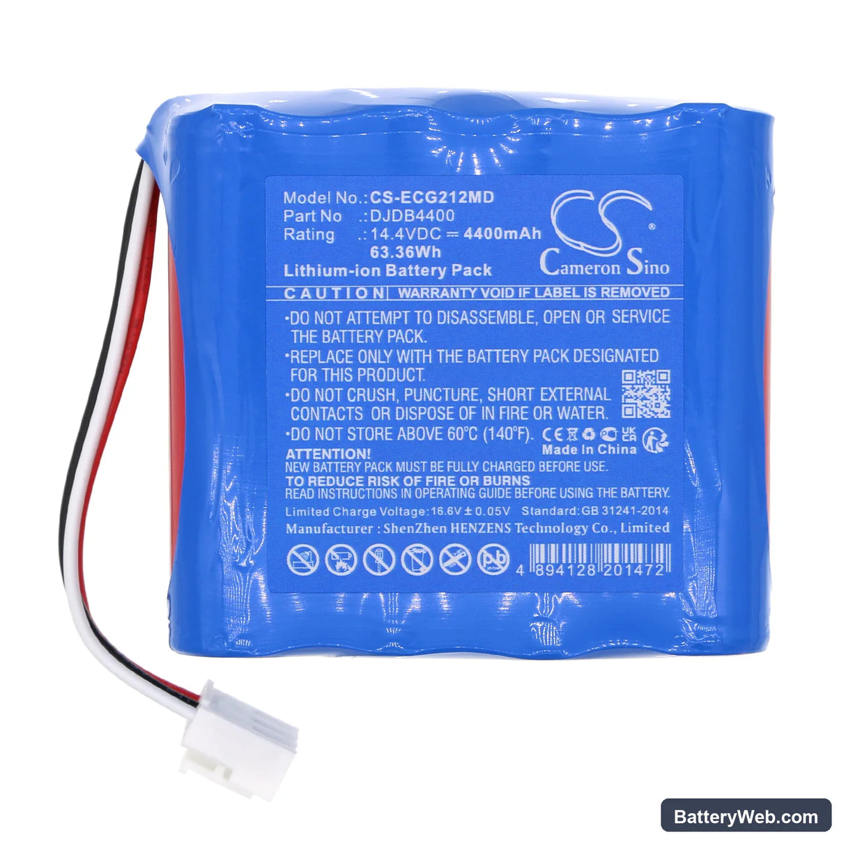 CMICS ECG-1212 Replacement Battery, 14.4V, 4400mAh, Li-ion 3