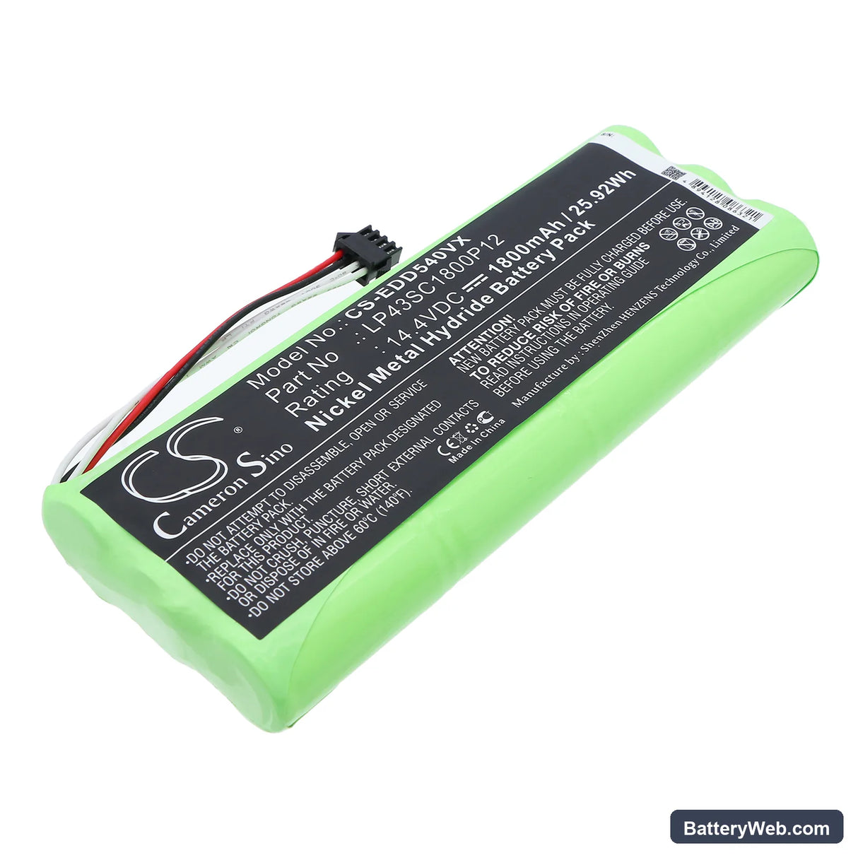 Ecovacs Deebot D523 Replacement Battery, 14.4V, 1800mAh, Ni-MH 1
