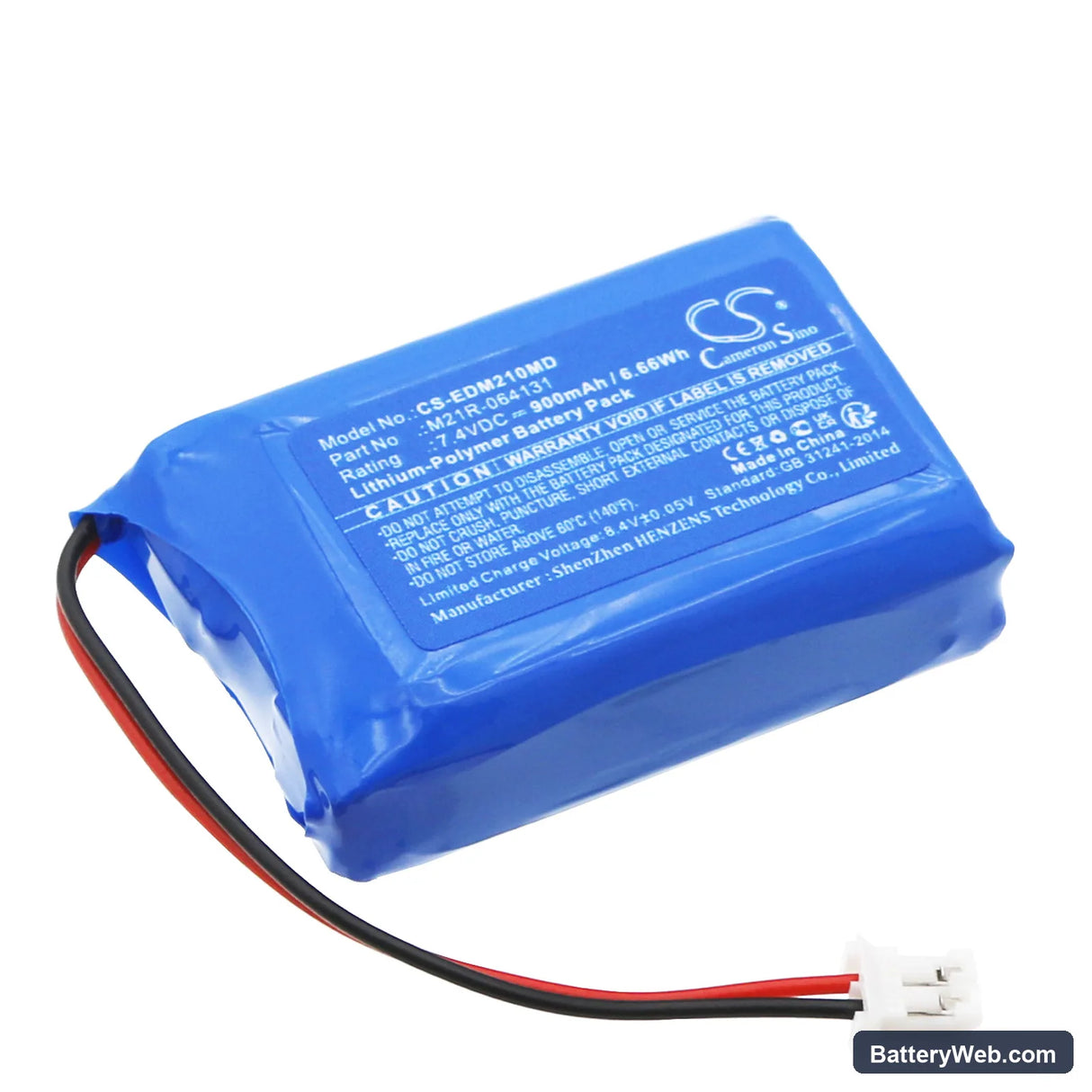 Edan Pro II Doppler Replacement Battery, 7.4V, 900mAh, Li-Polymer 1