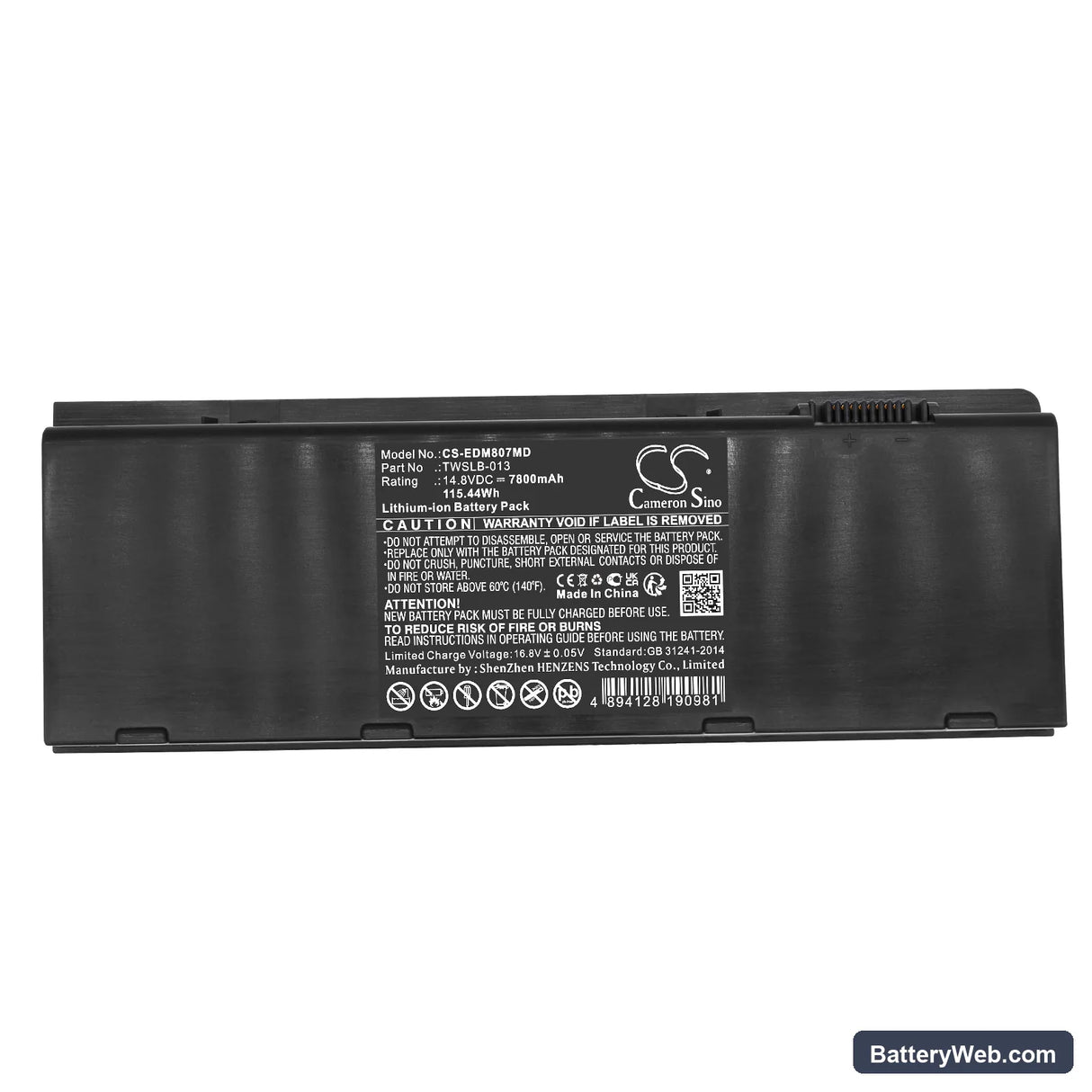 Edan MI-807 Ultrasound Replacement Battery, 14.8V, 7800mAh, Li-ion 5