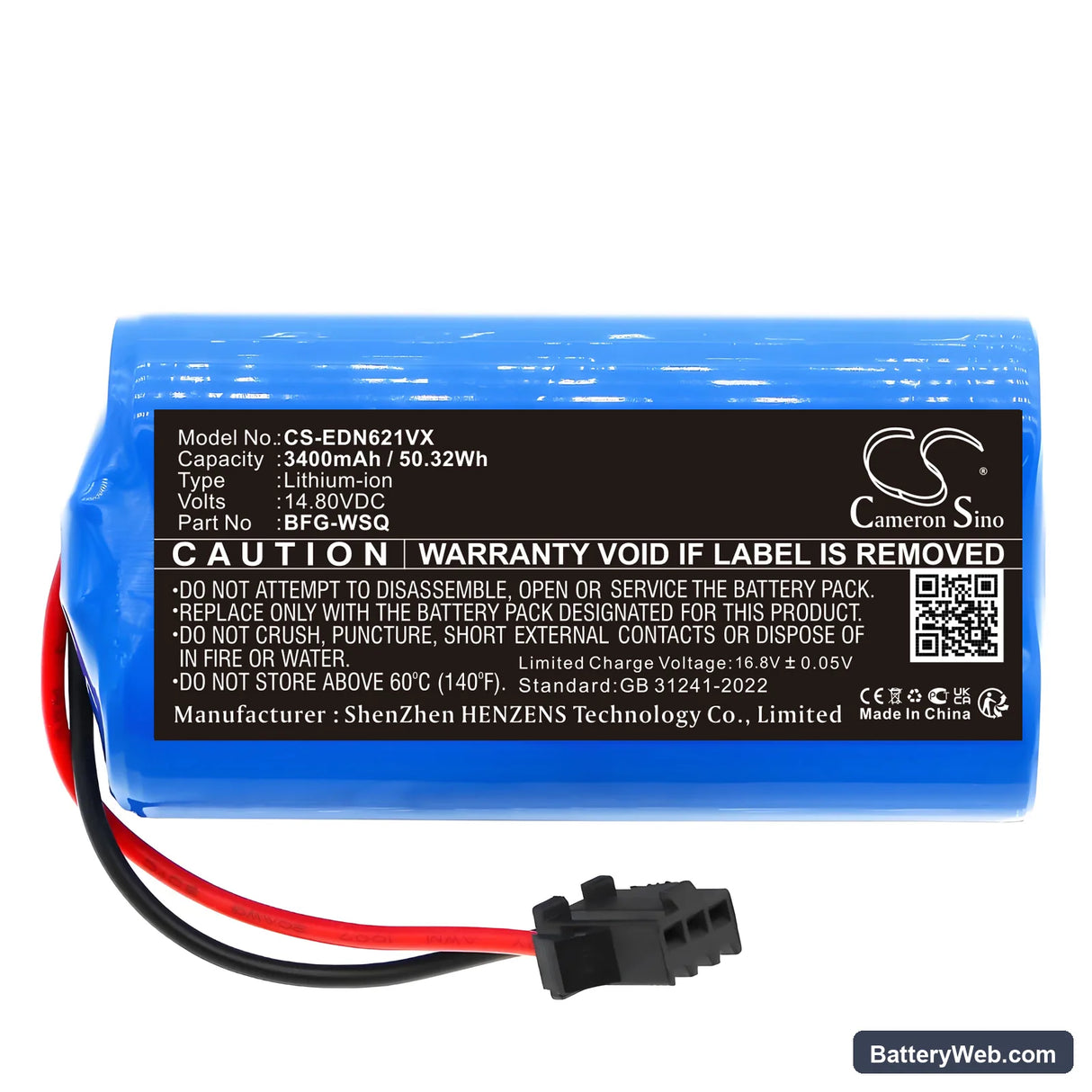 Ecovacs DN620 Replacement Battery, 14.8V, 3400mAh, Li-ion 3