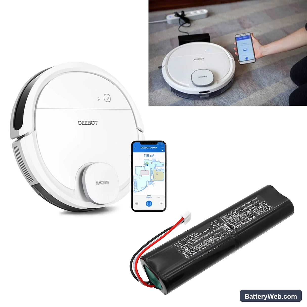 Ecovacs Deebot Ozmo 900 Replacement Battery, 14.4V, 2600mAh, Li-ion 6