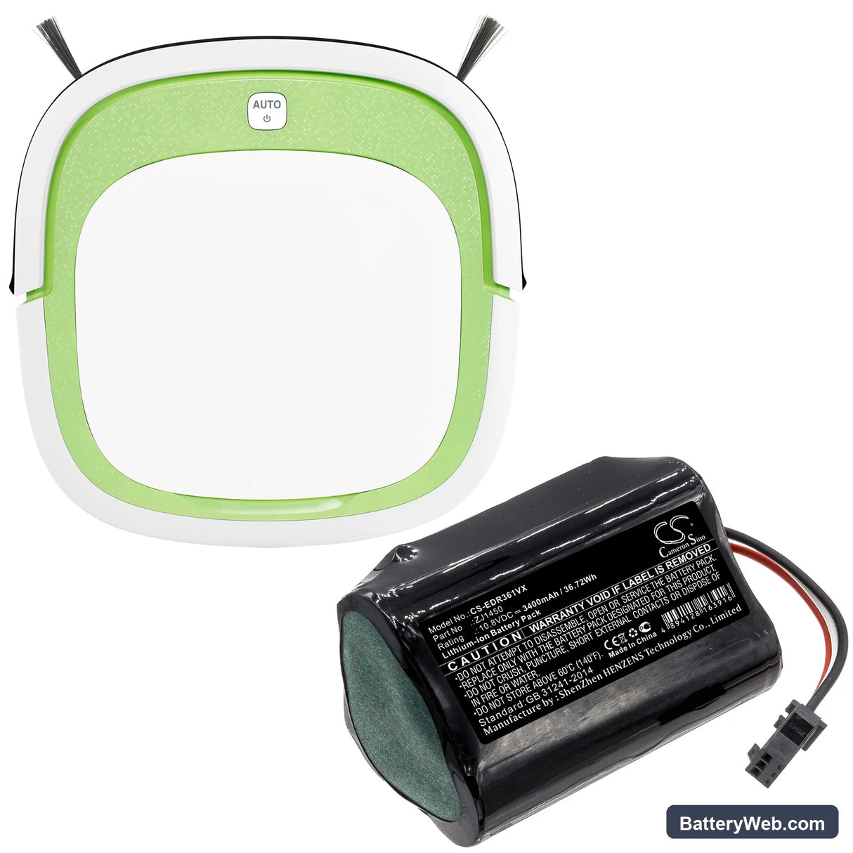 Ecovacs TCR360 Replacement Battery, 10.8V, 3400mAh, Li-ion 6