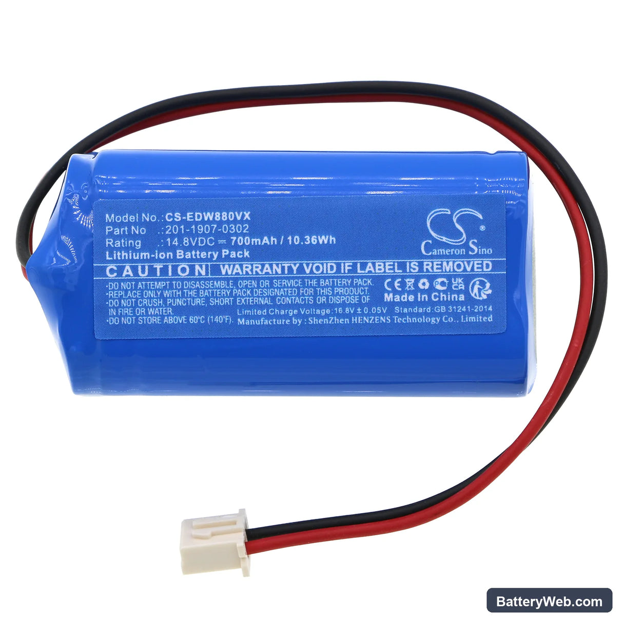 Ecovacs Winbot 880 Replacement Battery, 14.8V, 700mAh, Li-ion 3