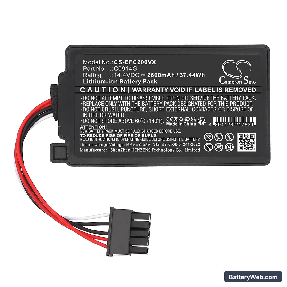 Eufy Omni C20 Replacement Battery, 14.4V, 2600mAh, Li-ion 5