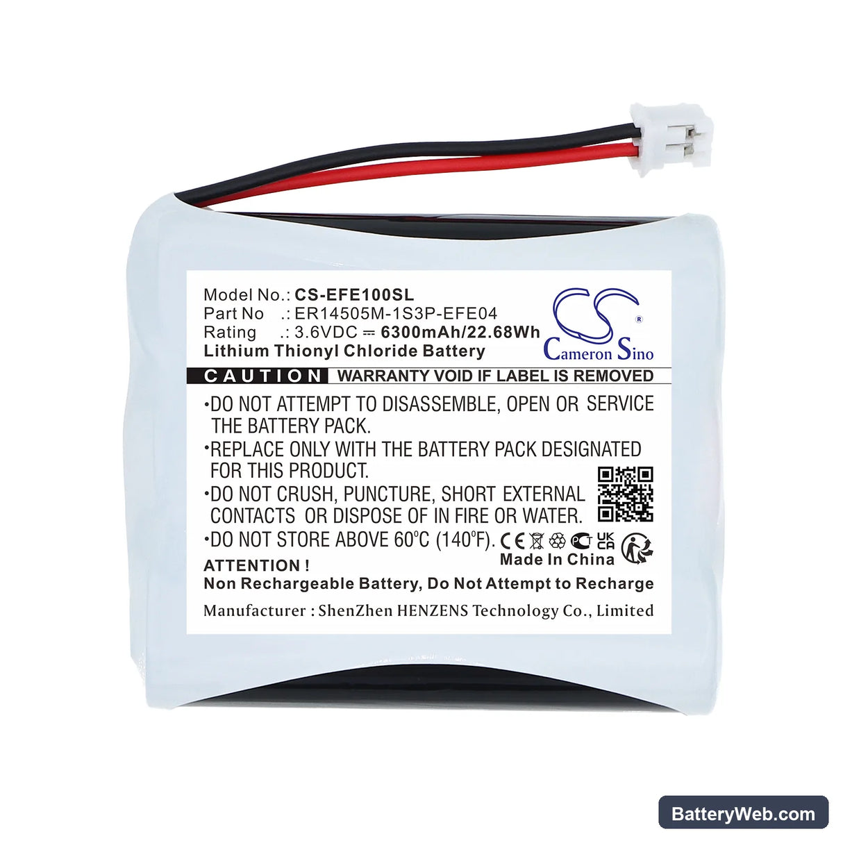 Efento NB-IoT Replacement Battery, 3.6V, 6300mAh, Li-SOCl2 3