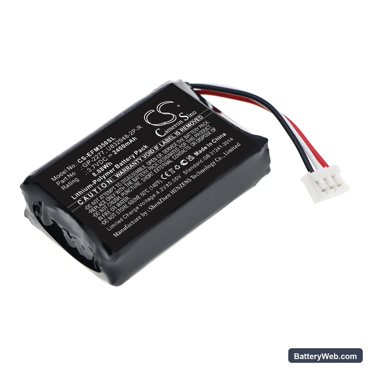 EXFO PPM-350D Replacement Battery, 3.7V, 2400mAh, Li-Polymer 1