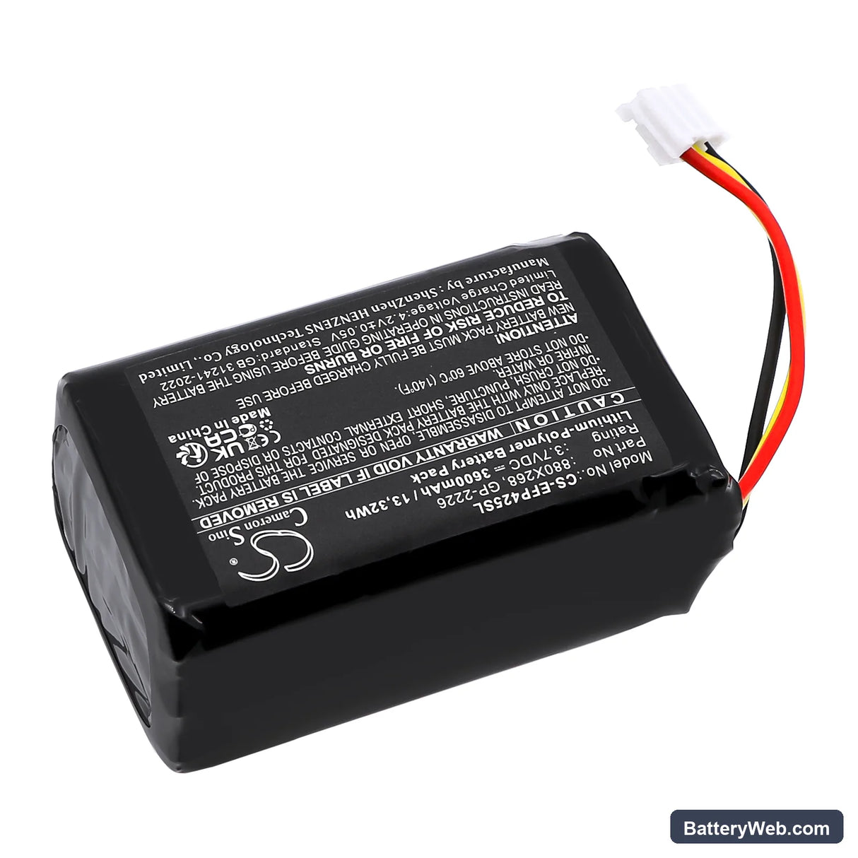 EXFO FIP-425B Replacement Battery, 3.7V, 3600mAh, Li-Polymer 2